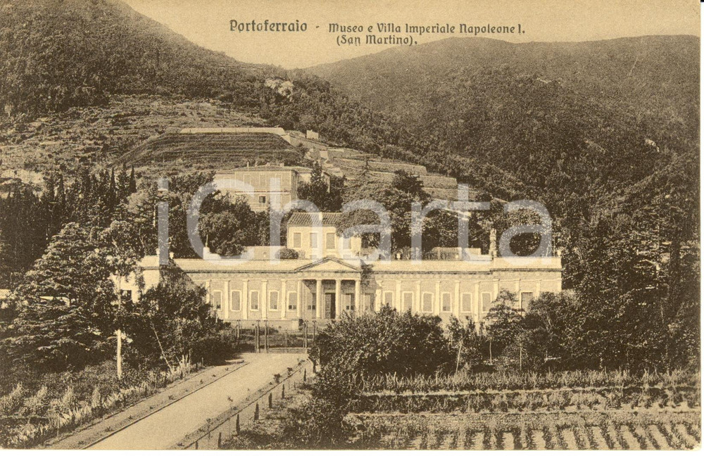 Cartolina originale da collezione 1920 ca PORTOFERRAIO LI SAN MARTINO villa imperiale NAPOLEONE I e museo FP NV 1