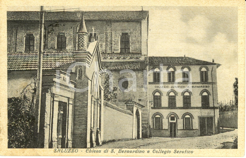 Cartolina originale da collezione 1974 SALUZZO CN Chiesa e Collegio Serafico SAN BERNARDINO Cartolina FP VG 1