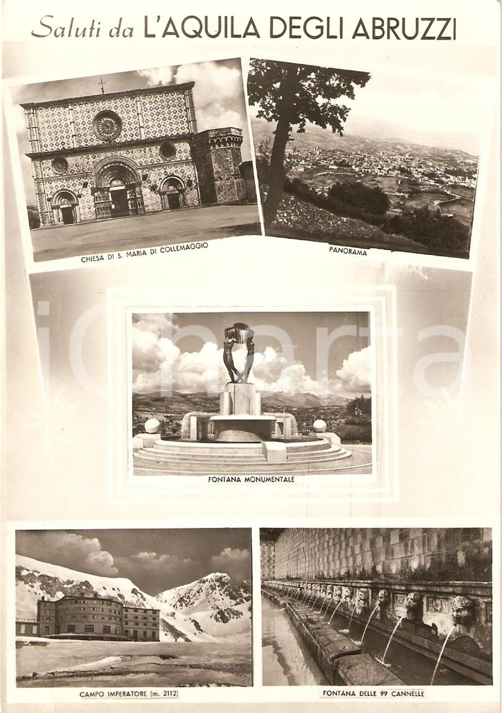 Cartolina originale da collezione 1960 ca L AQUILA Vedutine CAMPO IMPERATORE Fontana monumentale Cartolina FG VG 1
