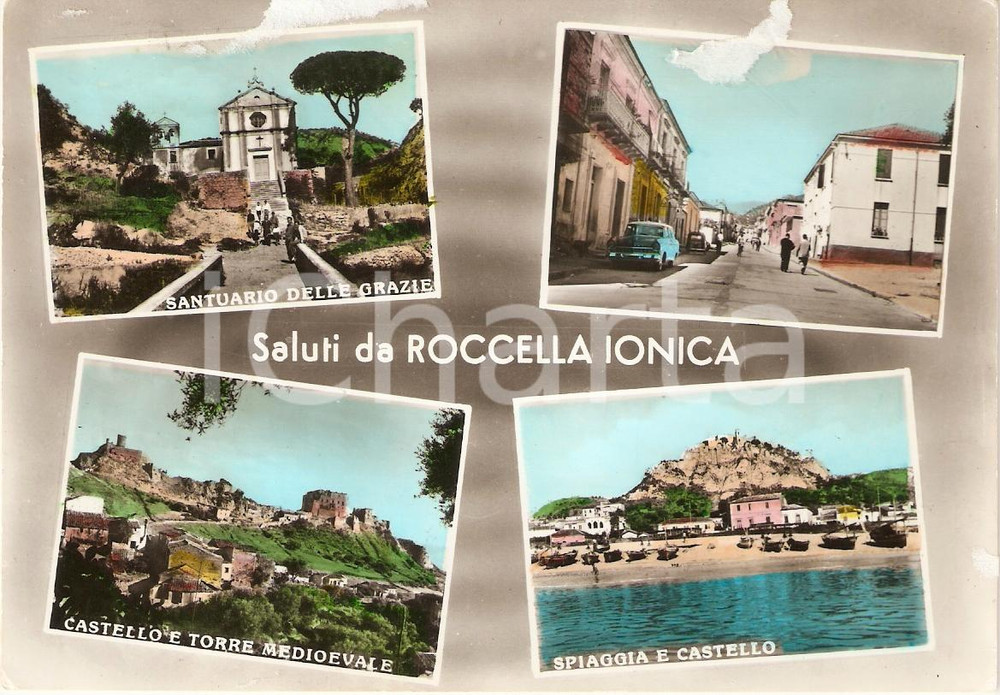 Cartolina originale da collezione 1963 ROCCELLA IONICA RC Vedutine SANTUARIO DELLE GRAZIE Cartolina DANNEGGIATA 1