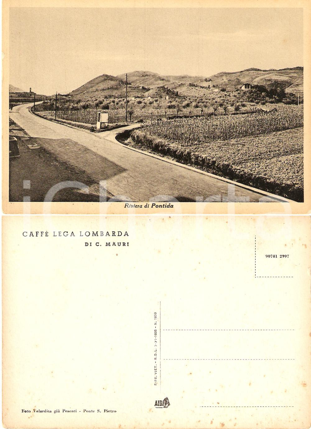 Cartolina originale da collezione 1950 ca PONTIDA BG Riviera Panorama CaffÃ¨ LEGA LOMBARDA Cartolina FG NV 1