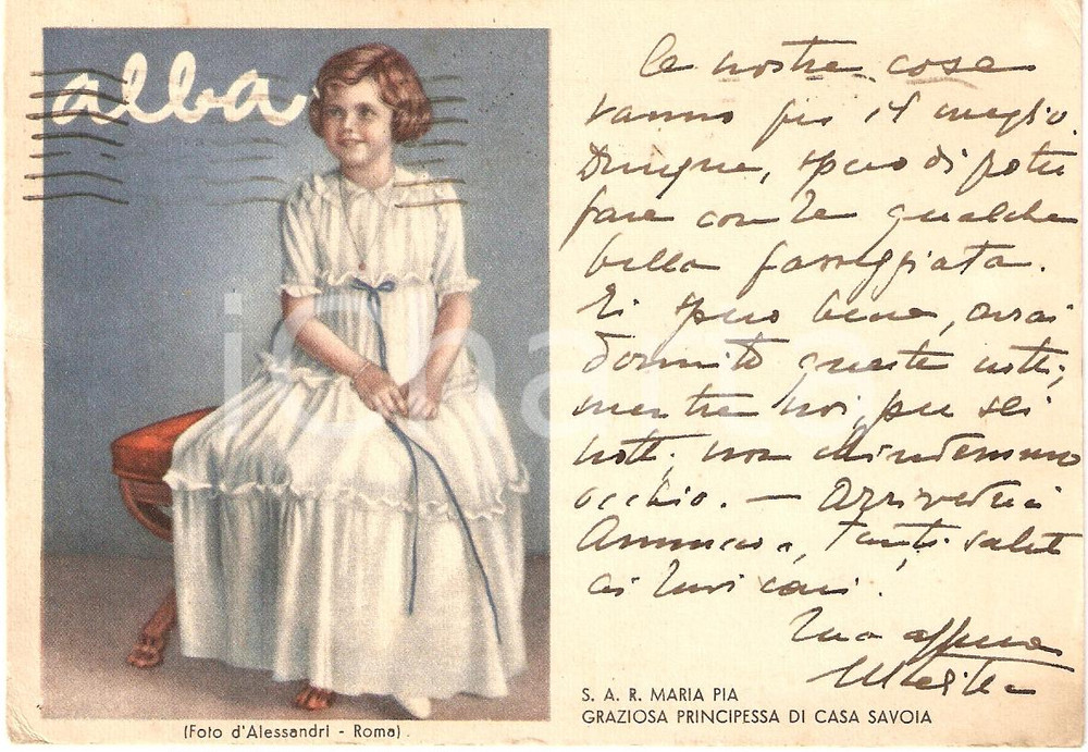 Cartolina originale da collezione 1940 Rivista ALBA Ritratti SAVOIA Principessa Maria Pia ILLUSTRATA Cartolina FG 1
