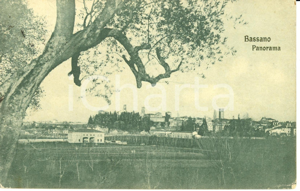 Cartolina originale da collezione 1917 BASSANO DEL GRAPPA VI Veduta panoramica della cittÃ  Cartolina FP VG 1
