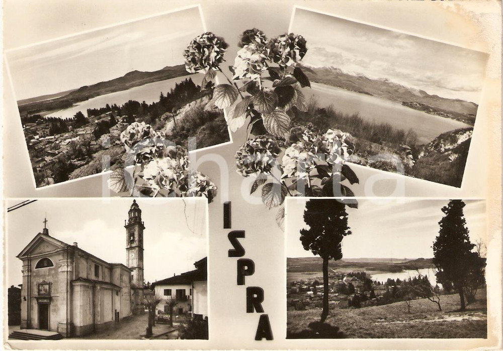 Cartolina originale da collezione 1958 ISPRA VA Chiesa di SAN MARTINO Vedutine DANNEGGIATA Cartolina FG VG 1