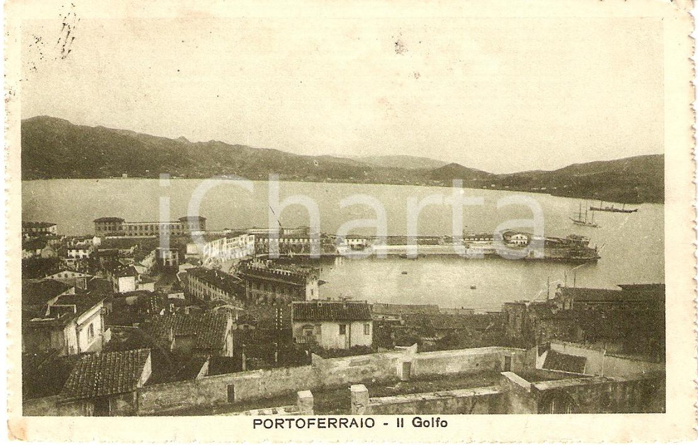 Cartolina originale da collezione 1921 PORTOFERRAIO LI Panorama del golfo Cartolina FP VG 1