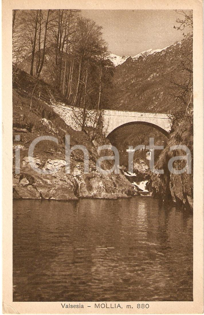 Cartolina originale da collezione 1937 MOLLIA VC VALSESIA Panorama della cittÃ  dal Fiume SESIA Cartolina FP VG 1