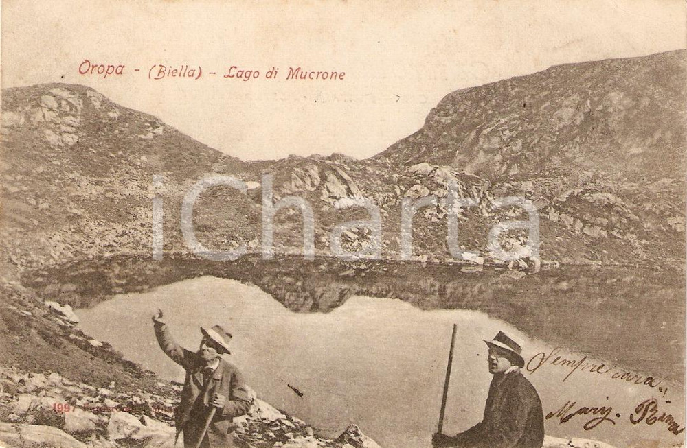 Cartolina originale da collezione 1902 OROPA BI Lago di MUCRONE Animata con escursionisti Cartolina FP VG 1