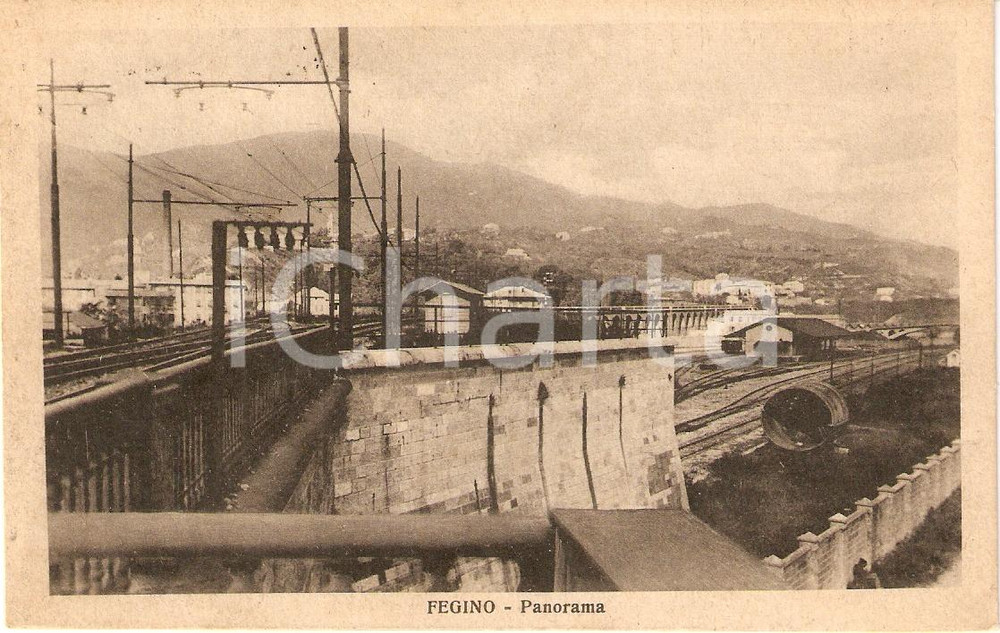 Cartolina originale da collezione 1926 GENOVA Frazione FEGINO Panorama della ferrovia Cartolina FP VG 1