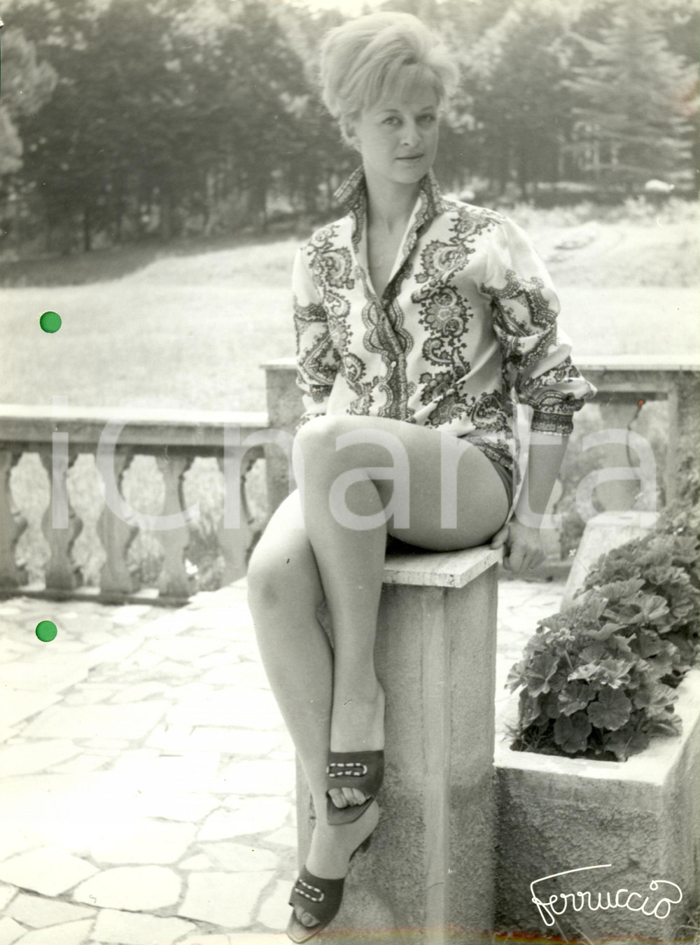 Fotografia d epoca originale 1960 ca STORIA DELLA MODA Modella con camicia e shorts in pineta Foto FERRUCCIO 1