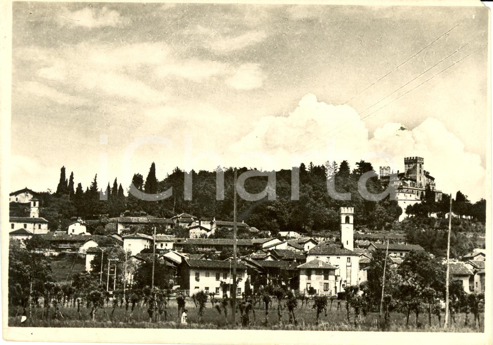 Cartolina originale da collezione 1960 ca REANO TO Panorama del paese con castello Cartolina FG NV 1