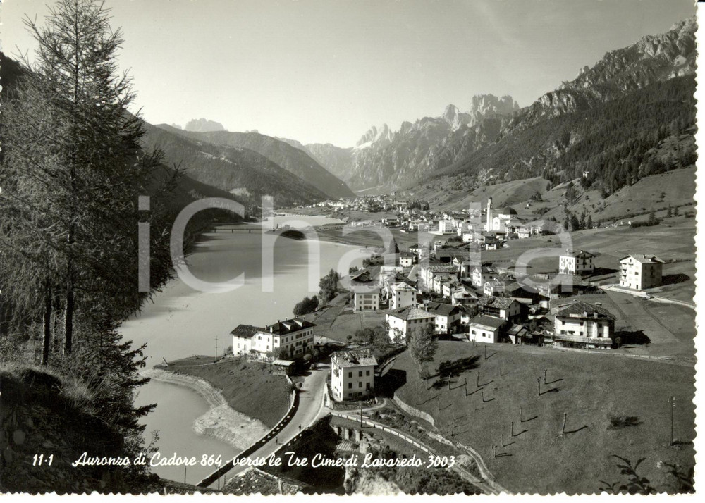 Cartolina originale da collezione 1966 AURONZO DI CADORE BL Panorama verso tre cime di LAVAREDO Cartolina FG VG 1