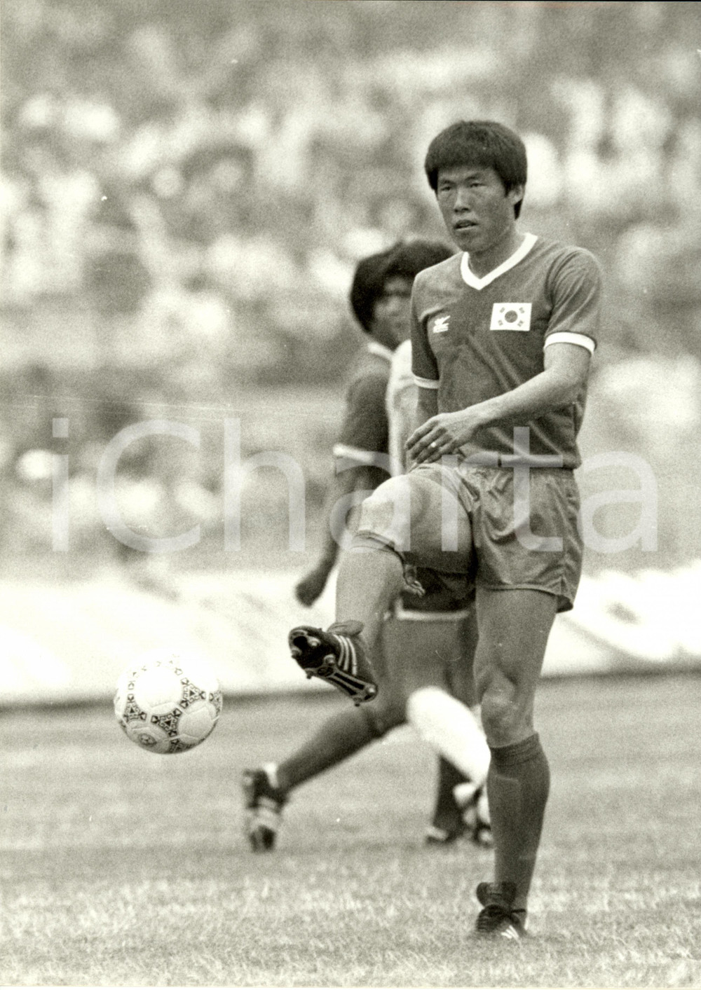 Fotografia d epoca originale 1986 MESSICO Mondiali CALCIO Cha BUMKUN Nazionale COREA SUD Foto 24 x 30 cm 1