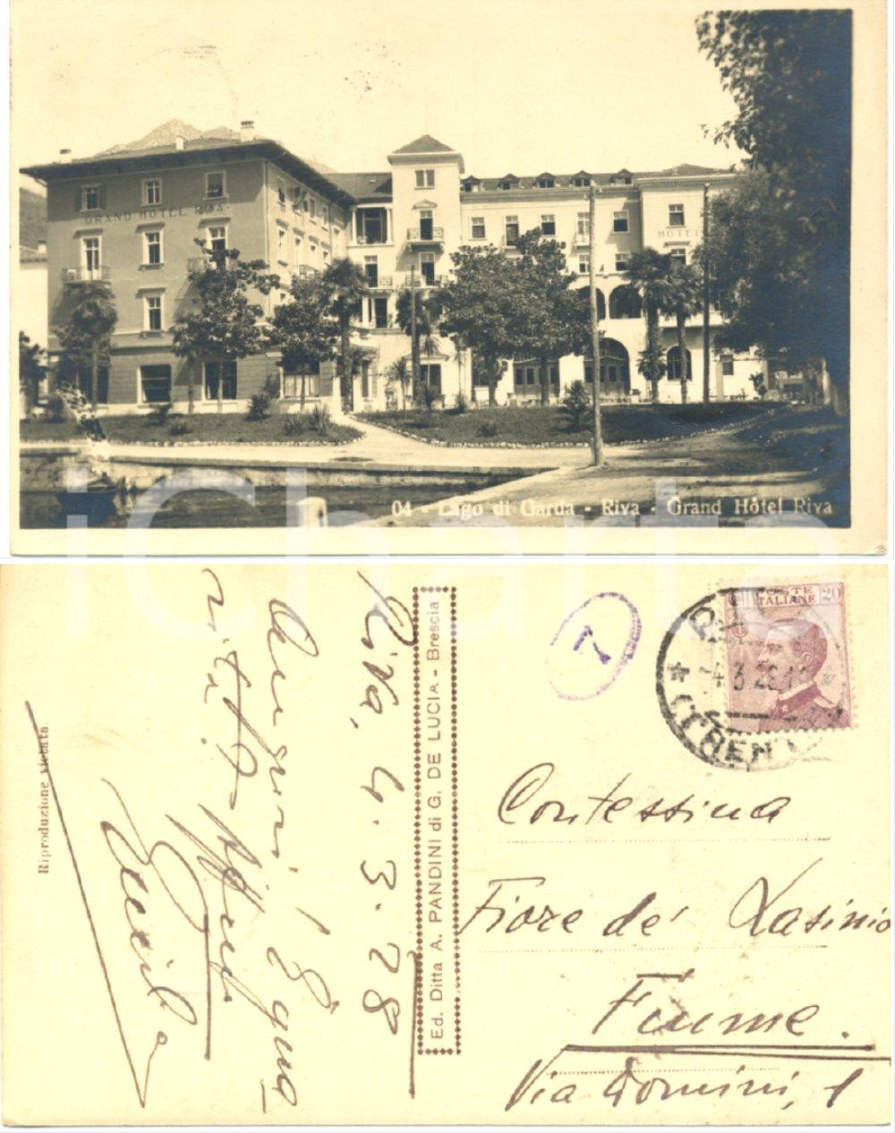 Autografo originale 1928 RIVA DEL GARDA TN Emilio VON MOLARI a Fiore LASINIO Autografo cartolina 1