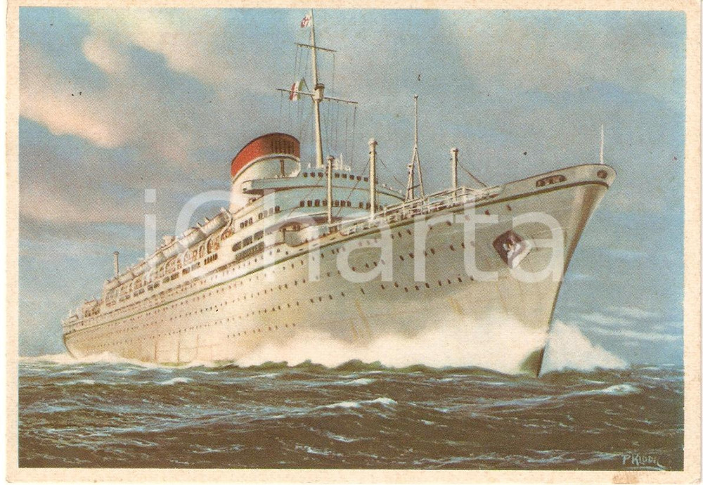 Cartolina originale da collezione 1950 ca MARINA MERCANTILE Motonave AUGUSTUS Navigazione ITALIA Cartolina 3 1
