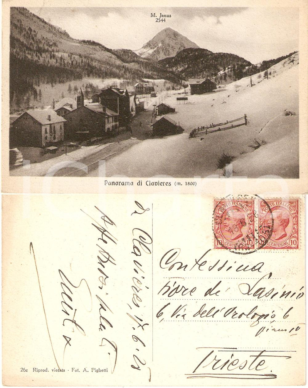 Cartolina originale da collezione 1928 CLAVIERE TO Veduta con monte JANUS Cartolina Emilio VON MOLARI 1
