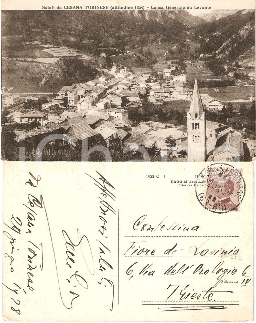 Cartolina originale da collezione 1928 CESANA TORINESE TO Conca da levante Autografo Emilio VON MOLARI FP VG 1