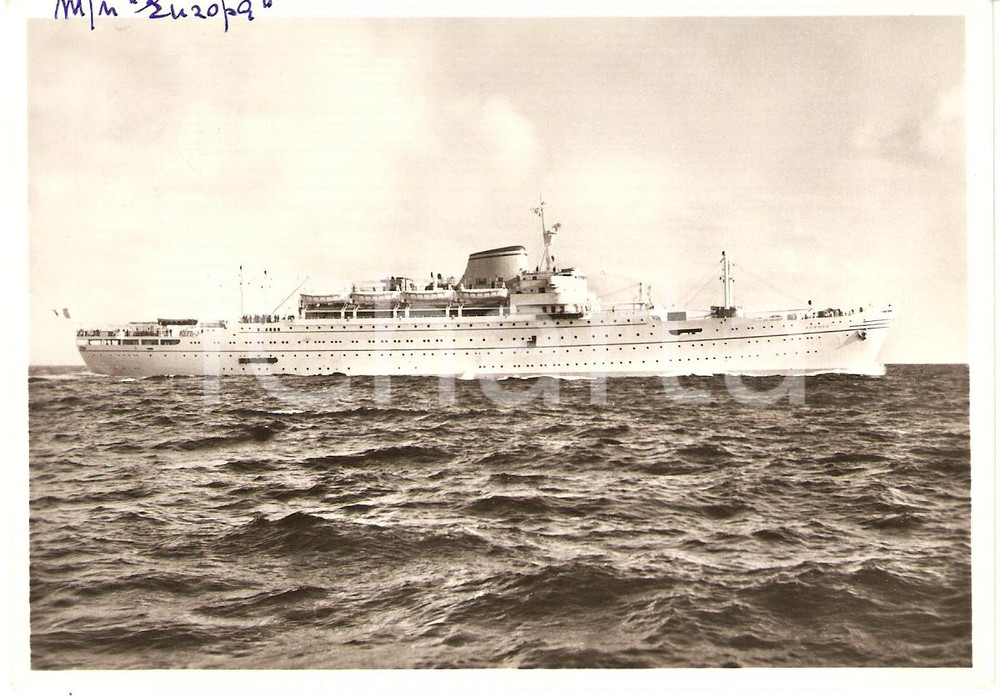 Cartolina originale da collezione 1963 TRIESTE LLOYD TRIESTINO Motonave EUROPA Marina mercantile Cartolina FG VG 1