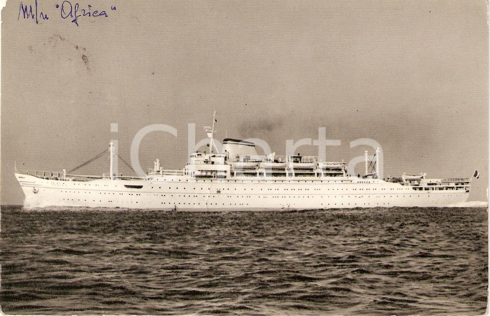 Cartolina originale da collezione 1952 TRIESTE LLOYD TRIESTINO Motonave AFRICA Marina mercantile Cartolina FP VG 1