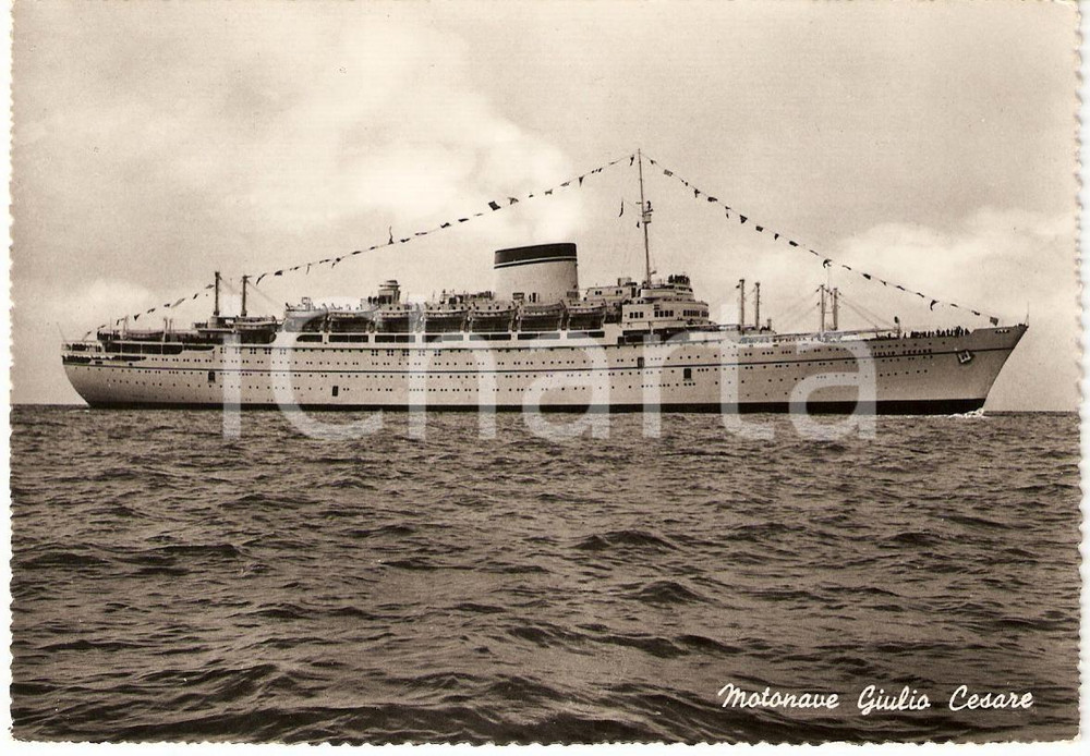 Cartolina originale da collezione 1950 circa MARINA MERCANTILE Motonave GIULIO CESARE Cartolina FG NV 1