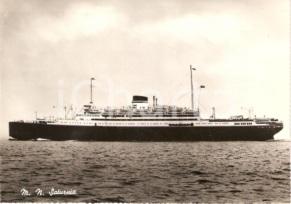 Cartolina originale da collezione 1950 circa MARINA MERCANTILE Motonave SATURNIA al largo Cartolina FG NV 1