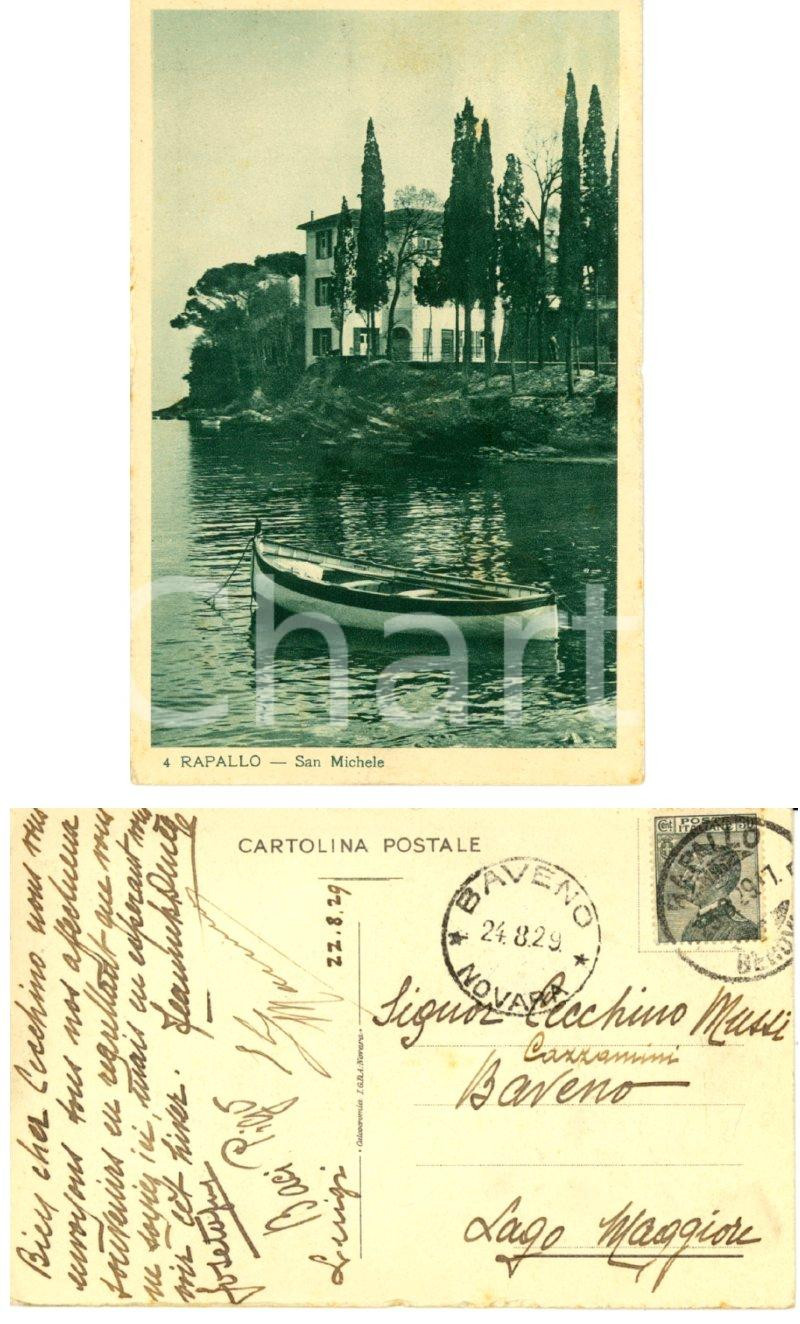 Cartolina originale da collezione 1929 RAPALLO GE Villa a SAN MICHELE Cartolina a Francesco CAZZAMINI MUSSI 1