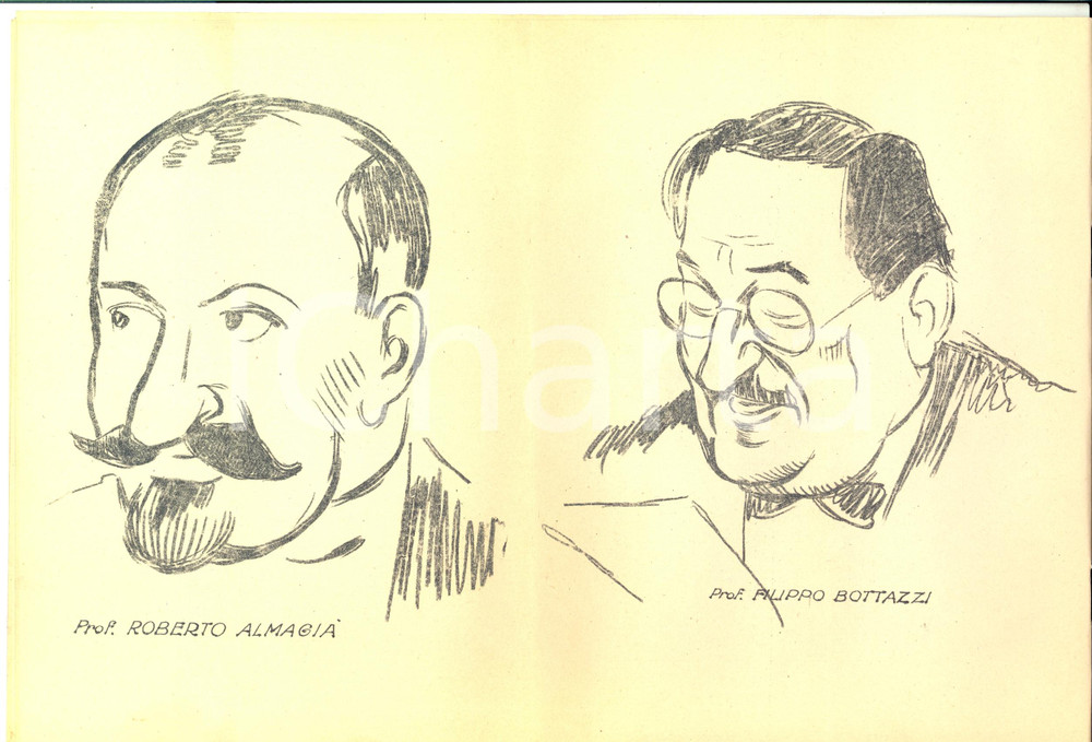 Documento originale, autentico 1925 PAVIA SocietÃ  Italiana per il Progresso delle Scienze  Diario caricature 1
