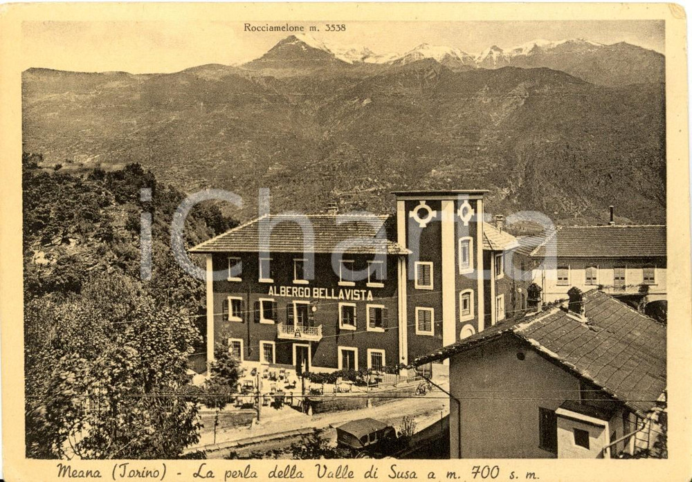 Cartolina originale da collezione 1940 ca MEANA DI SUSA TO Albergo BELLAVISTA con ROCCIAMELONE sullo sfondo FG 1
