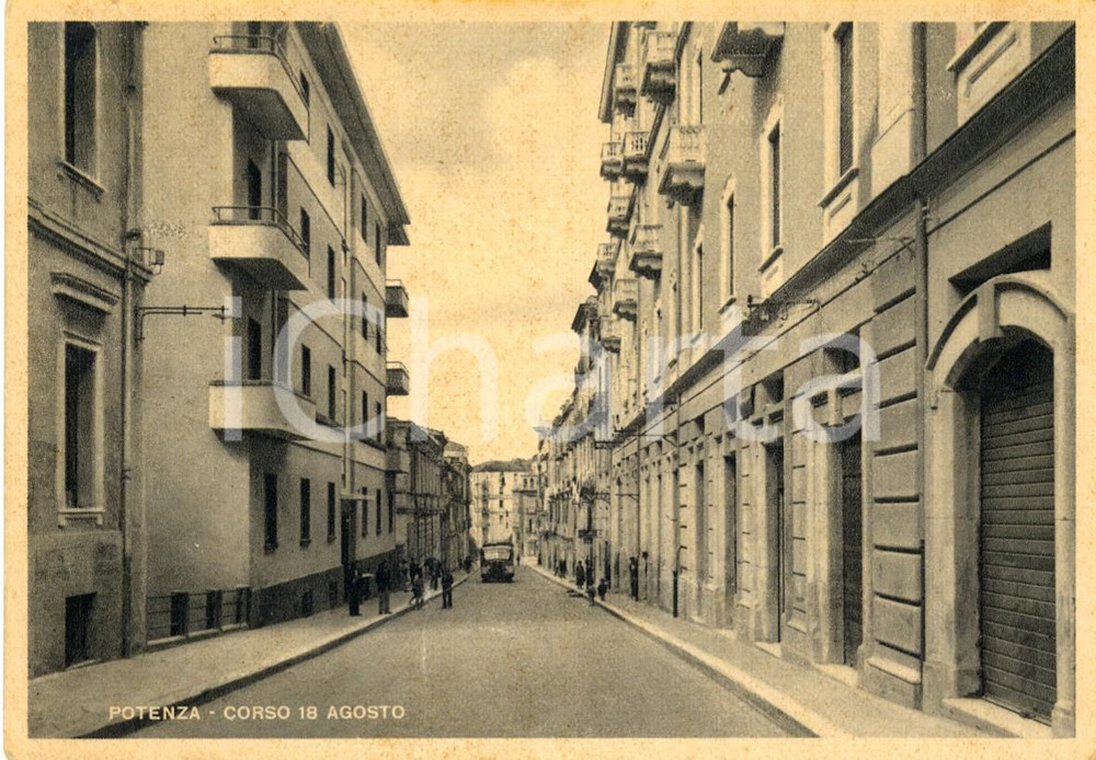 Cartolina originale da collezione 1930 ca POTENZA Veduta di corso 18 agosto 1860 Cartolina ANIMATA FG NV 1