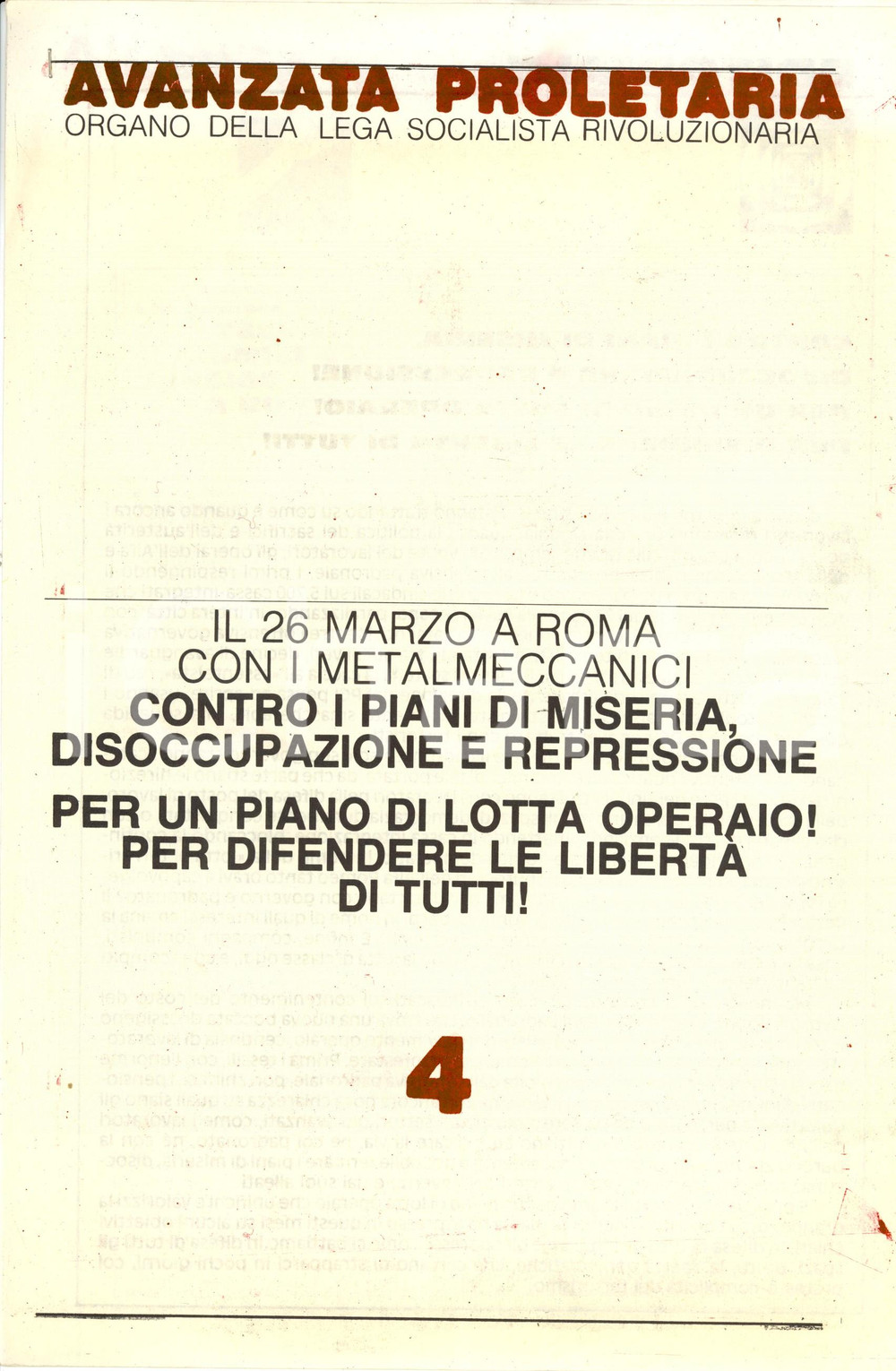 Giornale, rivista storica 1982 AVANZATA PROLETARIA Sciopero con i metalmeccanici contro la disoccupazione 1