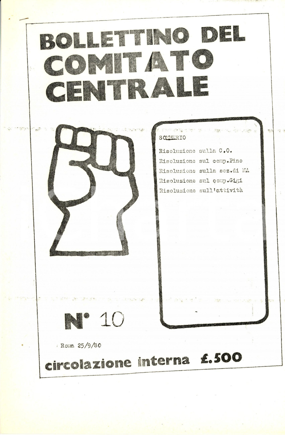 Giornale, rivista storica 1980 ROMA LEGA SOCIALISTA RIVOLUZIONARIA raccoglie fondi per la nuova sede 1