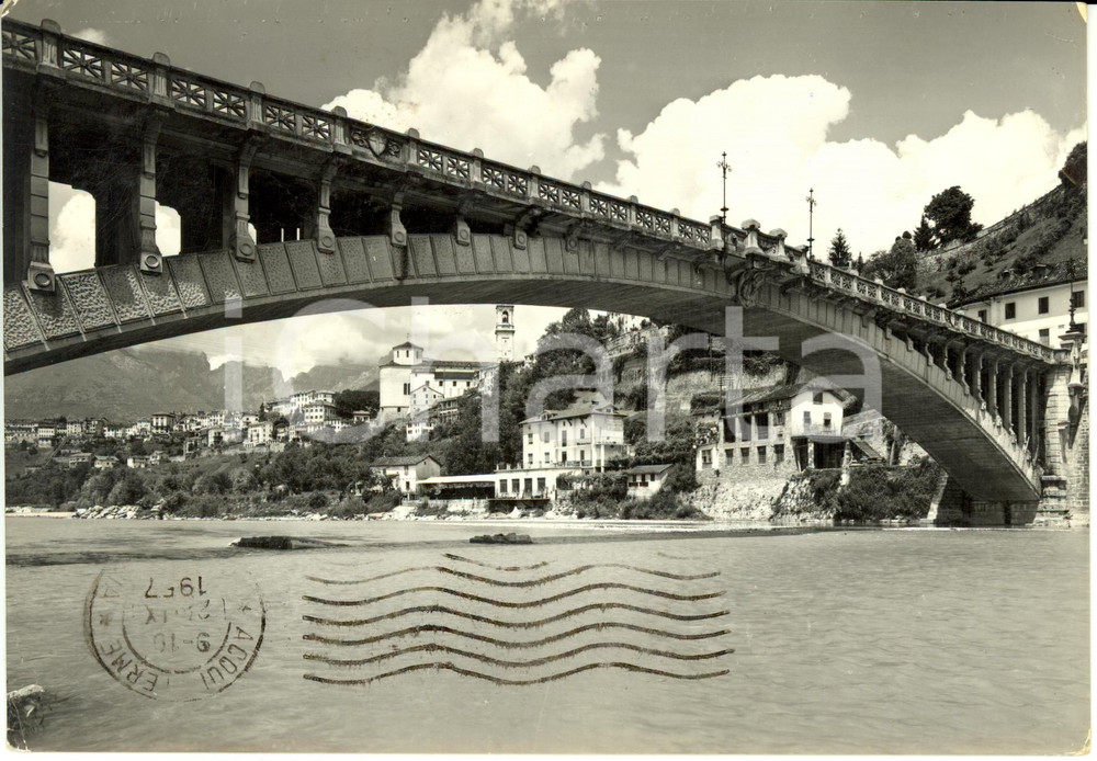 Cartolina originale da collezione 1957 BELLUNO Il ponte della VITTORIA sul fiume PIAVE Cartolina FG VG 1
