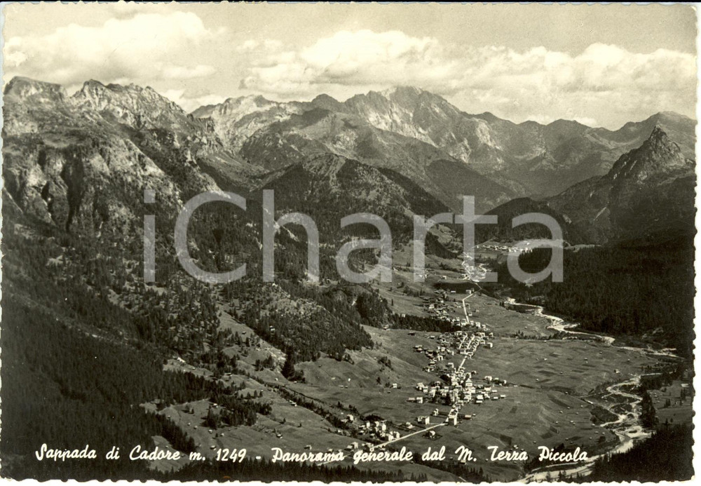 Cartolina originale da collezione 1956 SAPPADA BL Panorama dal monte TERZA PICCOLA  Cartolina FG VG 1