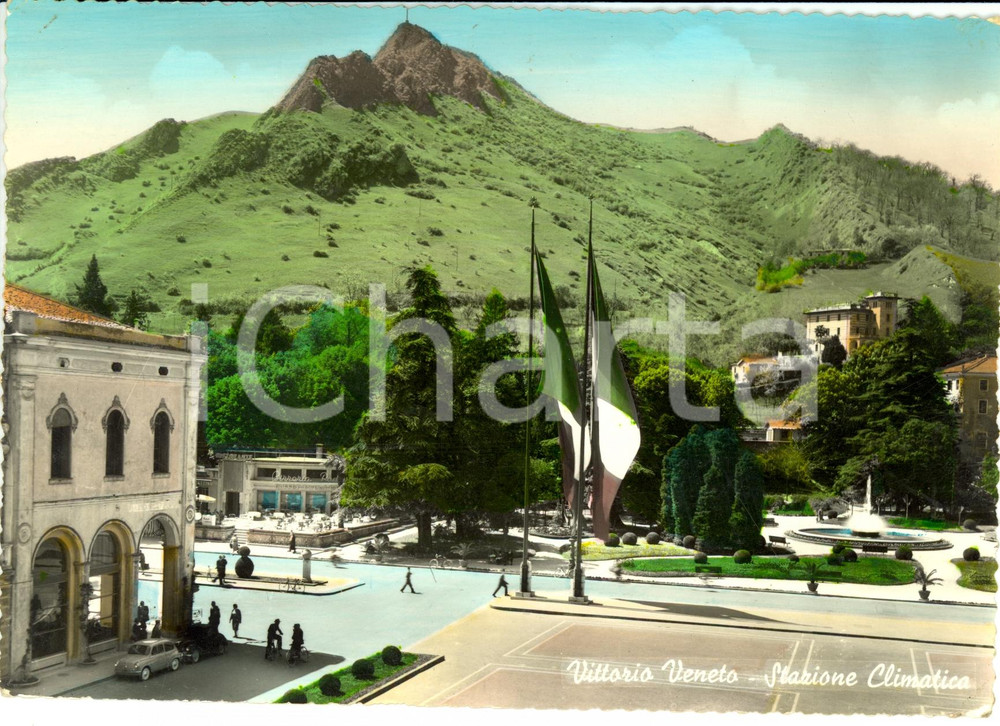 Cartolina originale da collezione 1956 VITTORIO VENETO TV Panorama Stazione Climatica ANIMATA FG VG 1