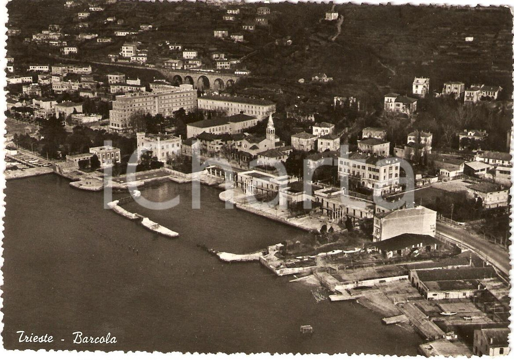 Cartolina originale da collezione 1955 TRIESTE Veduta panoramica aerea molo BARCOLA Cartolina FG VG 1