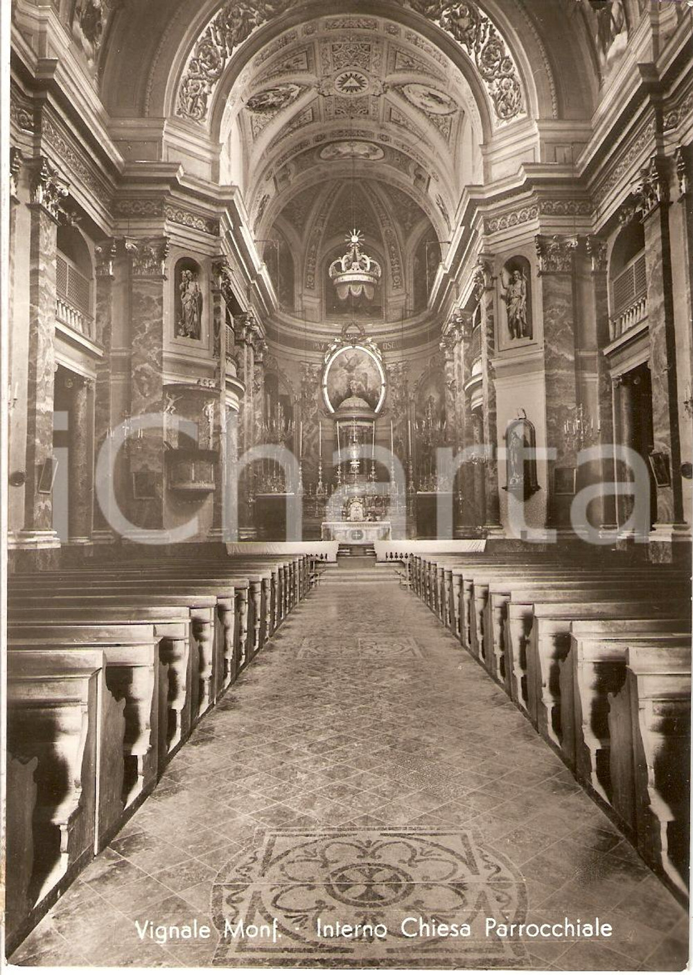 Cartolina originale da collezione 1956 VIGNALE MONFERRATO AL Veduta interna Chiesa Parrocchiale Cartolina FG VG 1