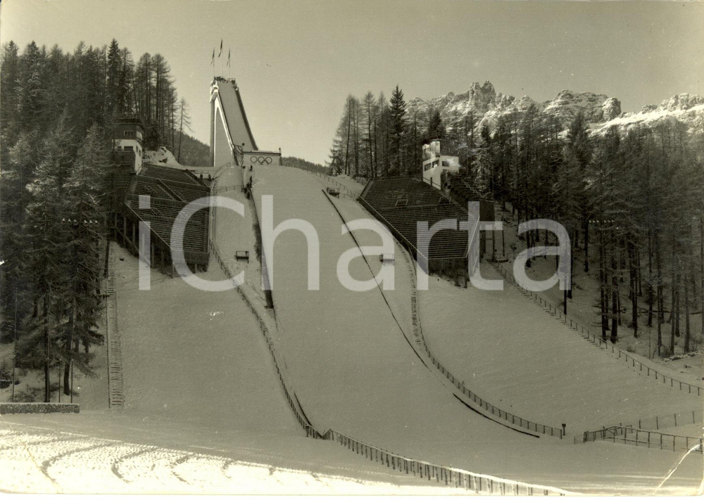Cartolina originale da collezione 1956 CORTINA D AMPEZZO BL Il trampolino olimpico Cartolina postale FG VG 1