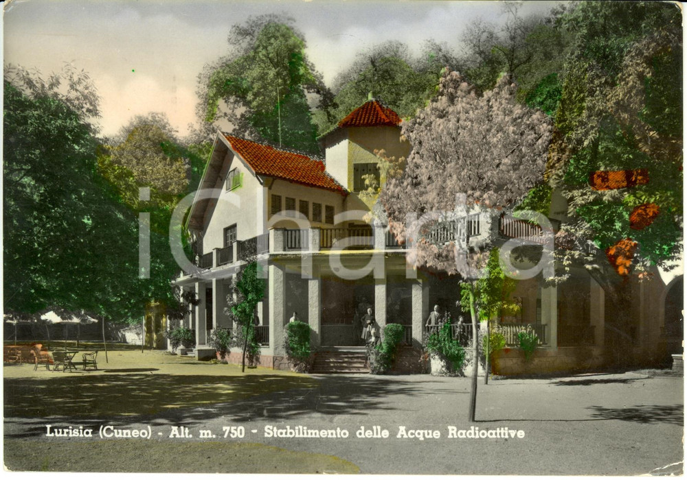 Cartolina originale da collezione 1955 LURISIA CN Stabilimento delle Acque Radioattive Cartolina ANIMATA FG VG 1