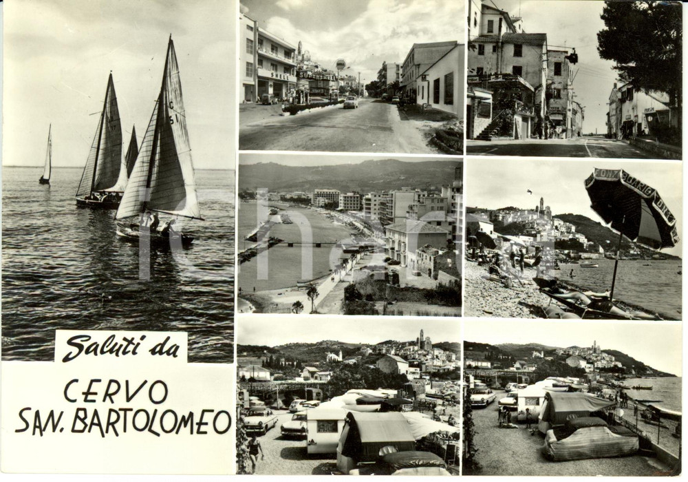 Cartolina originale da collezione 1962 SAN BARTOLOMEO AL MARE IM Vedutine CERVO stazione SHELL ANIMATA FG VG 1