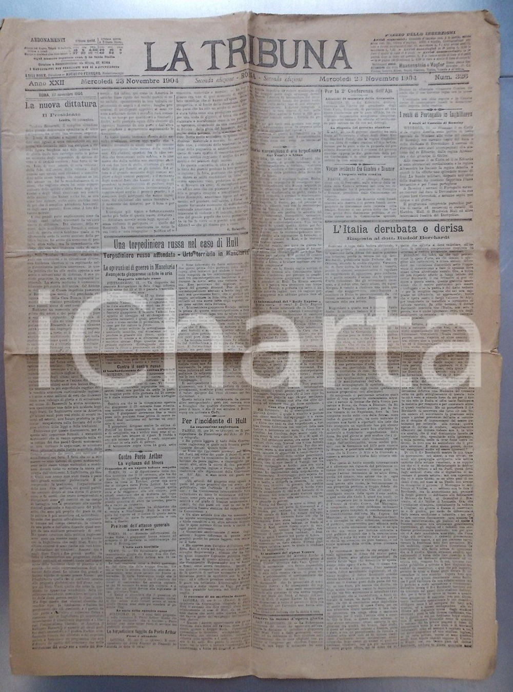 Giornale, rivista storica 1904 LA TRIBUNA Torpediniere russe nell incidente di HULL Giornale 1