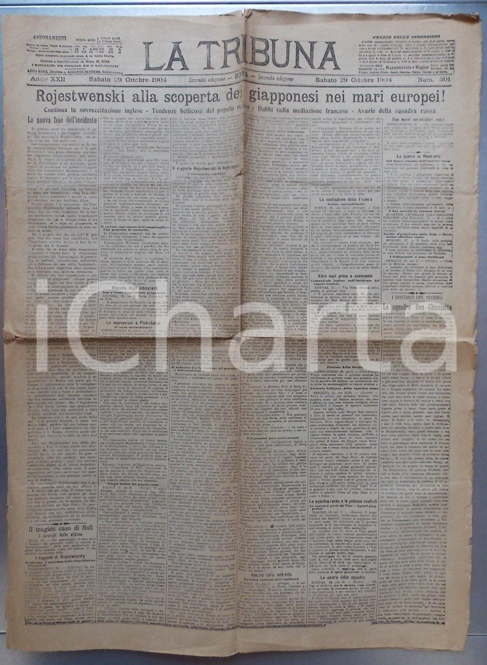 Giornale, rivista storica 1904 LA TRIBUNA Ammiraglio Zinovy ROZHESTVENSKY alla scoperta dei Giapponesi 1
