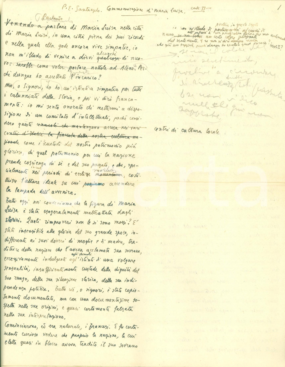 Autografo originale 1947 PARMA Discorso commemorativo di Maria Luisa d AUSTRIA Manoscritto INEDITO 1