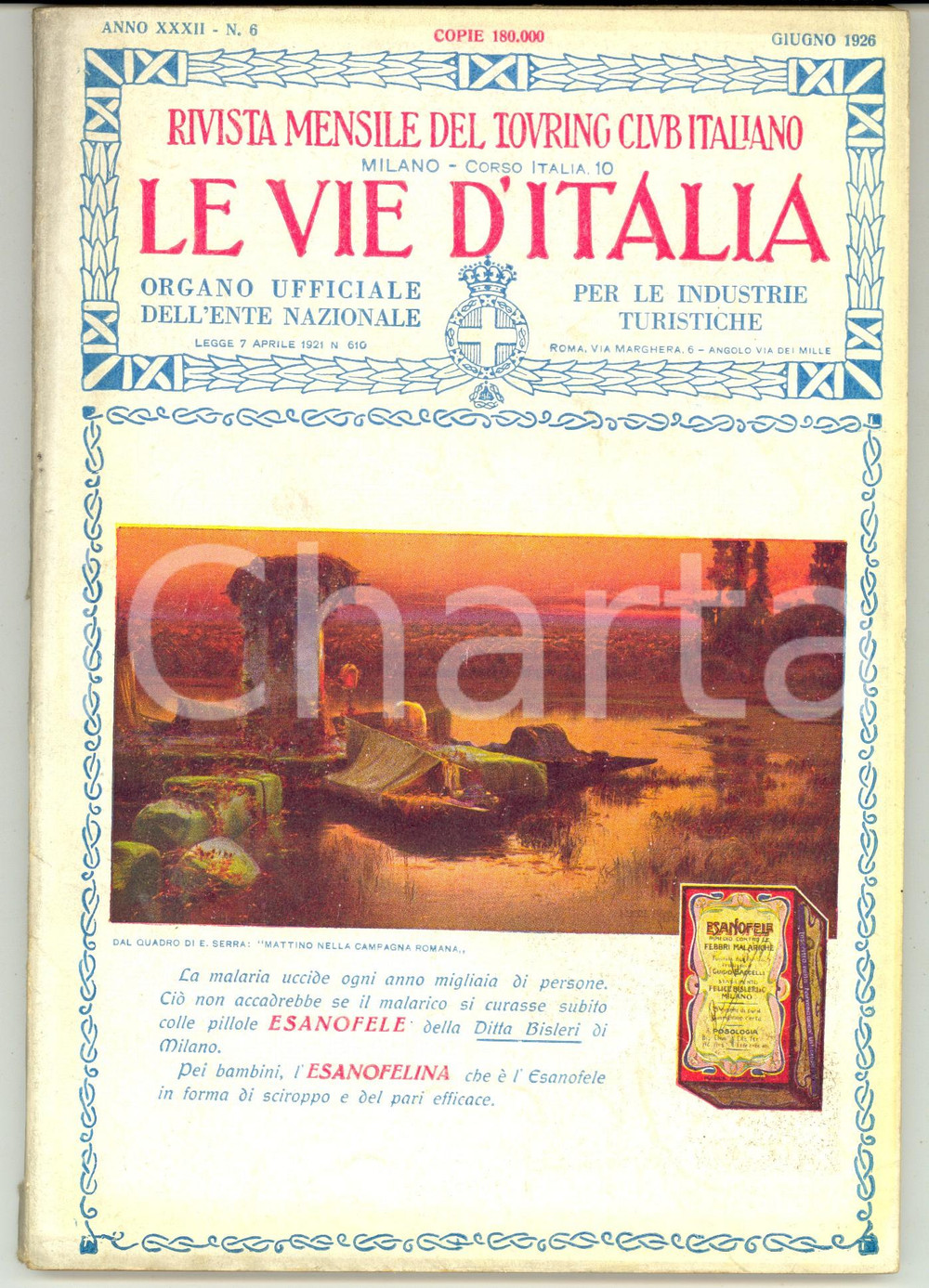 Giornale, rivista storica 1926 LE VIE D ITALIA TCI La VAL TROMPIA Rivista anno XXXII nÂ°6 1