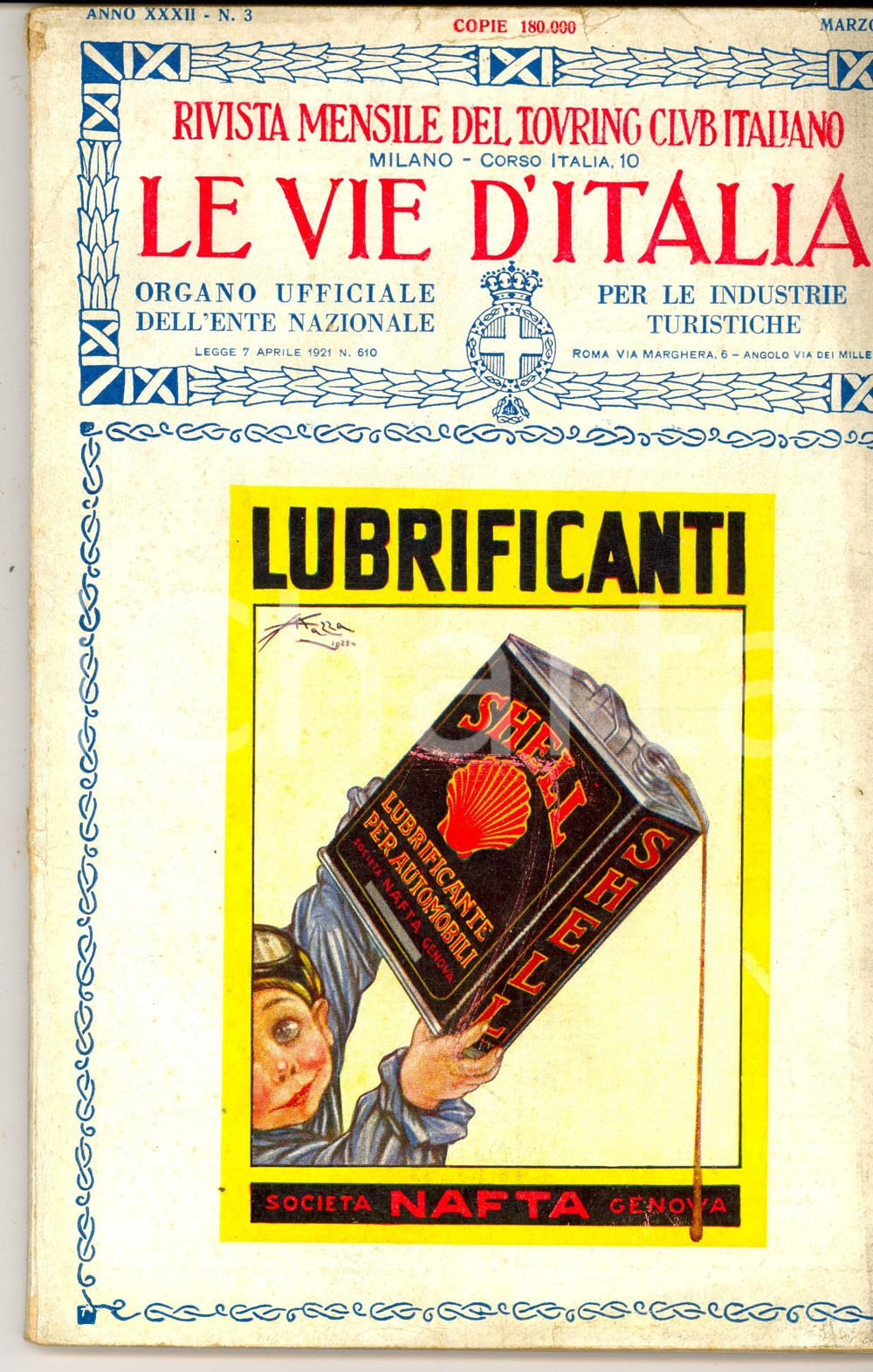 Giornale, rivista storica 1926 LE VIE D ITALIA TCI In memoria di Luigi Vittorio BERTARELLI Anno XXXII nÂ°3 1
