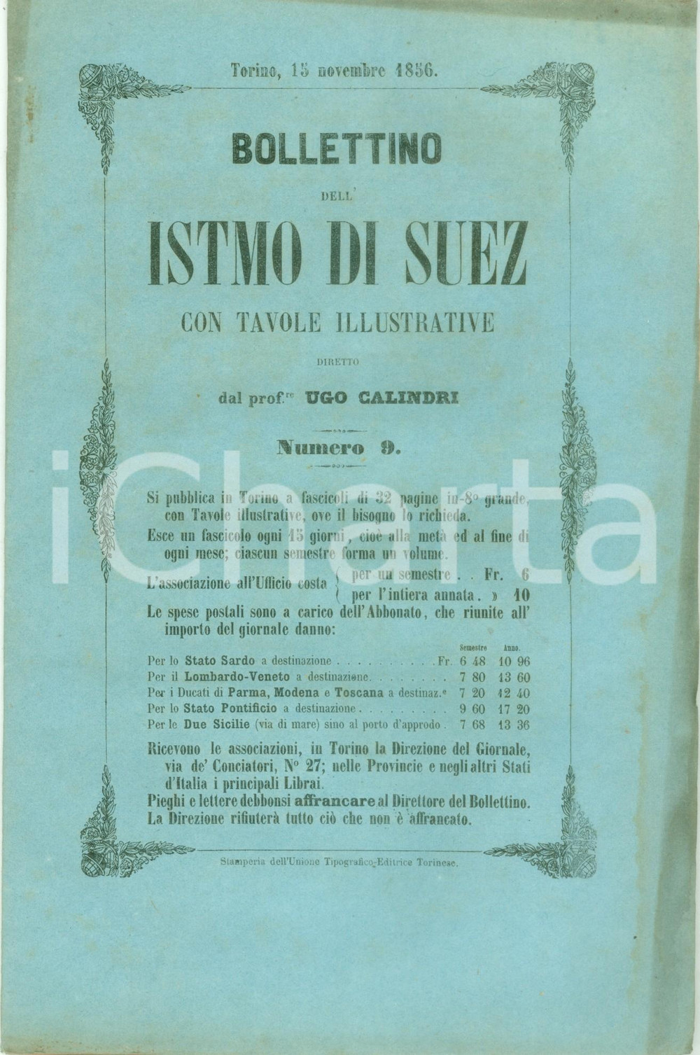 Giornale, rivista storica 1856 BOLLETTINO DELL ISTMO DI SUEZ 9 Opposizione al progetto del Canale di SUEZ 1