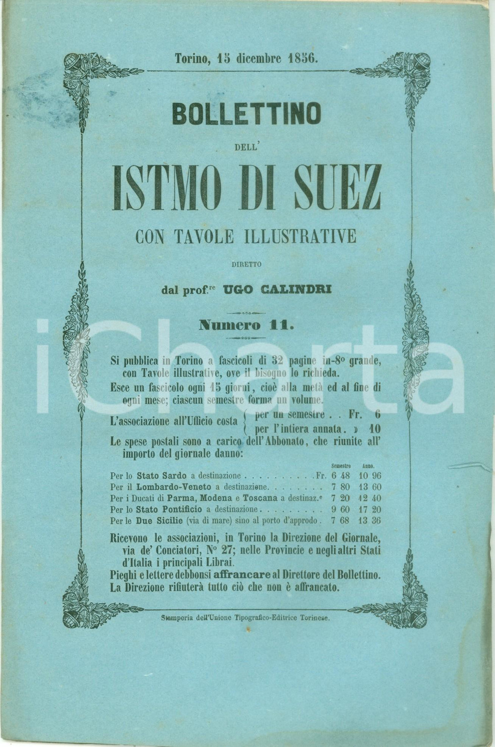 Giornale, rivista storica 1856 BOLLETTINO DELL ISTMO DI SUEZ 11 Interessi inglesi nel Canale di SUEZ 1