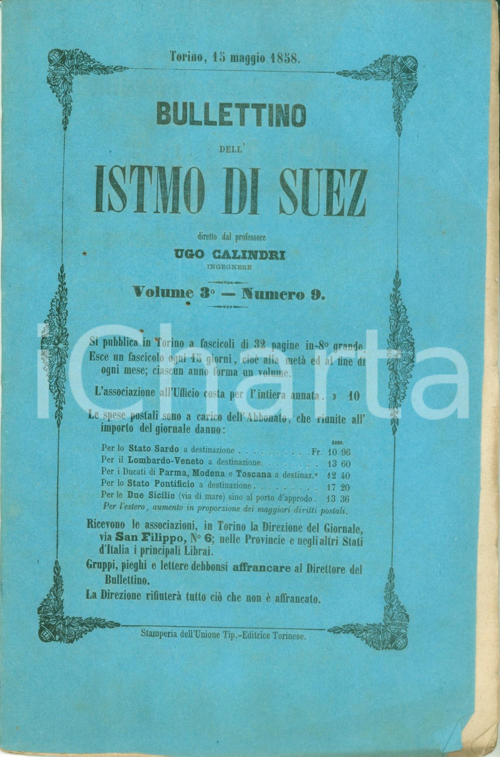 Giornale, rivista storica 1858 BOLLETTINO DELL ISTMO DI SUEZ 24 L Inghilterra non puÃ² impedire l Istmo 1