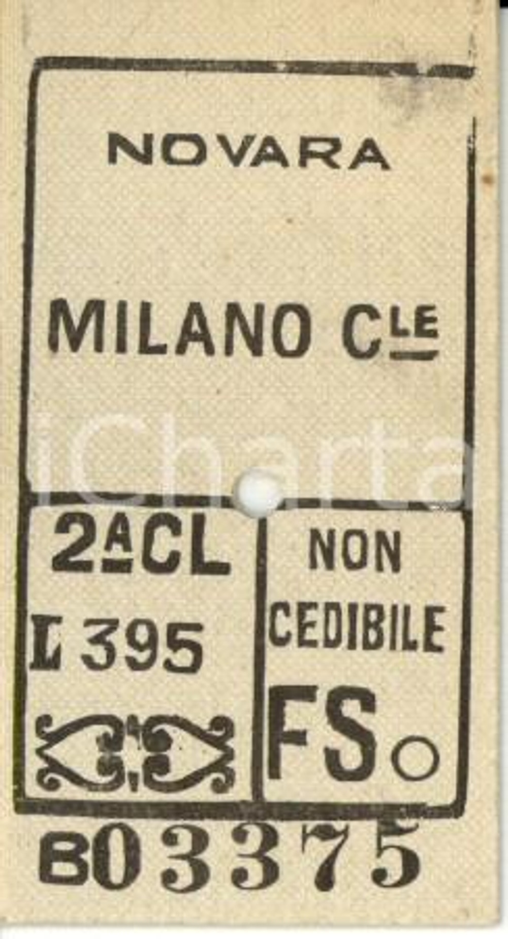 Oggetto da collezione cartaceo 1949 FF.SS. NOVARA  MILANO CENTRALE Biglietto ferroviario di 2 classe 1