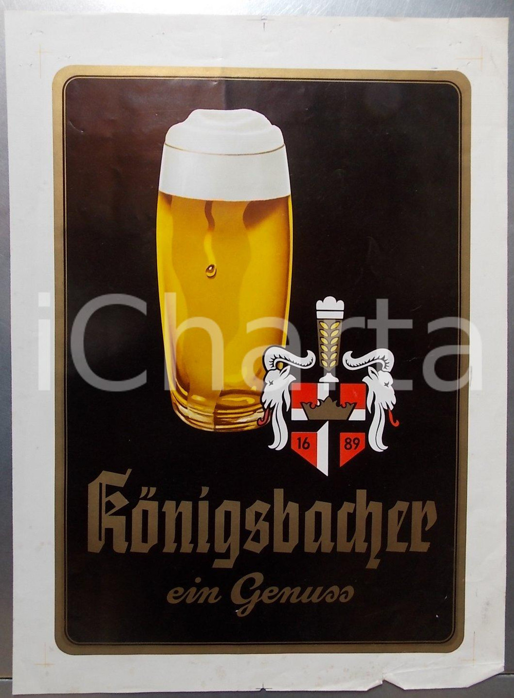 Materiale pubblicitario d’epoca 1990 ca Birra KONIGSBACHER Manifesto pubblicitario ILLUSTRATO Prova di stampa 1