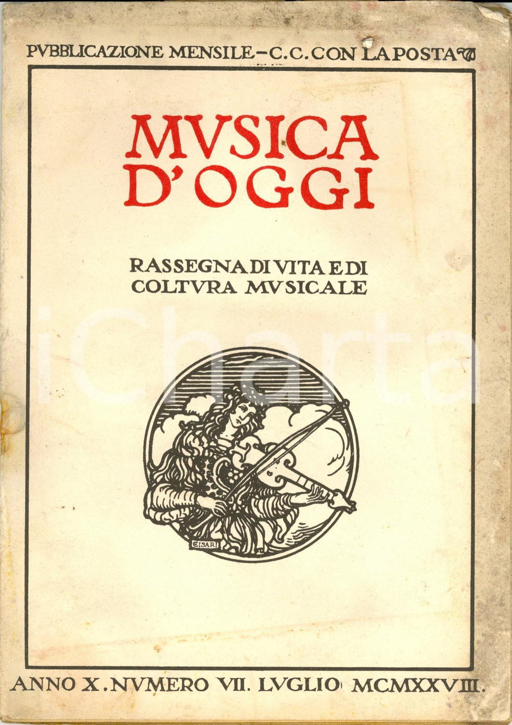 Giornale, rivista storica 1928 MUSICA D OGGI Centenario nascita Pietro PLATANIA Anno X nÂ° 7 DANNEGGIATA 1