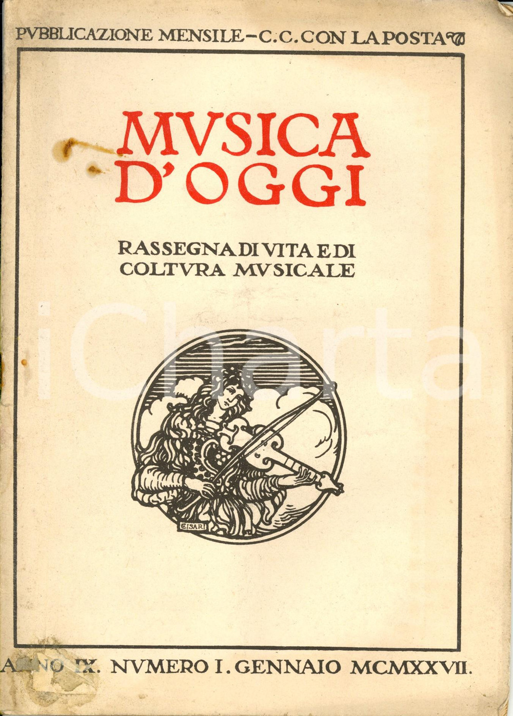 Giornale, rivista storica 1927 MUSICA D OGGI Il clavicembalista Domenico SCARLATTI Rivista Anno IX nÂ° 1 1